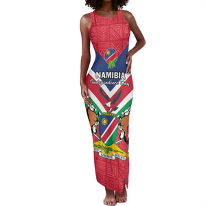 Personalised Namibia Tank Maxi Dress Coat Of Arms With Flag Map - Happy Independence Day