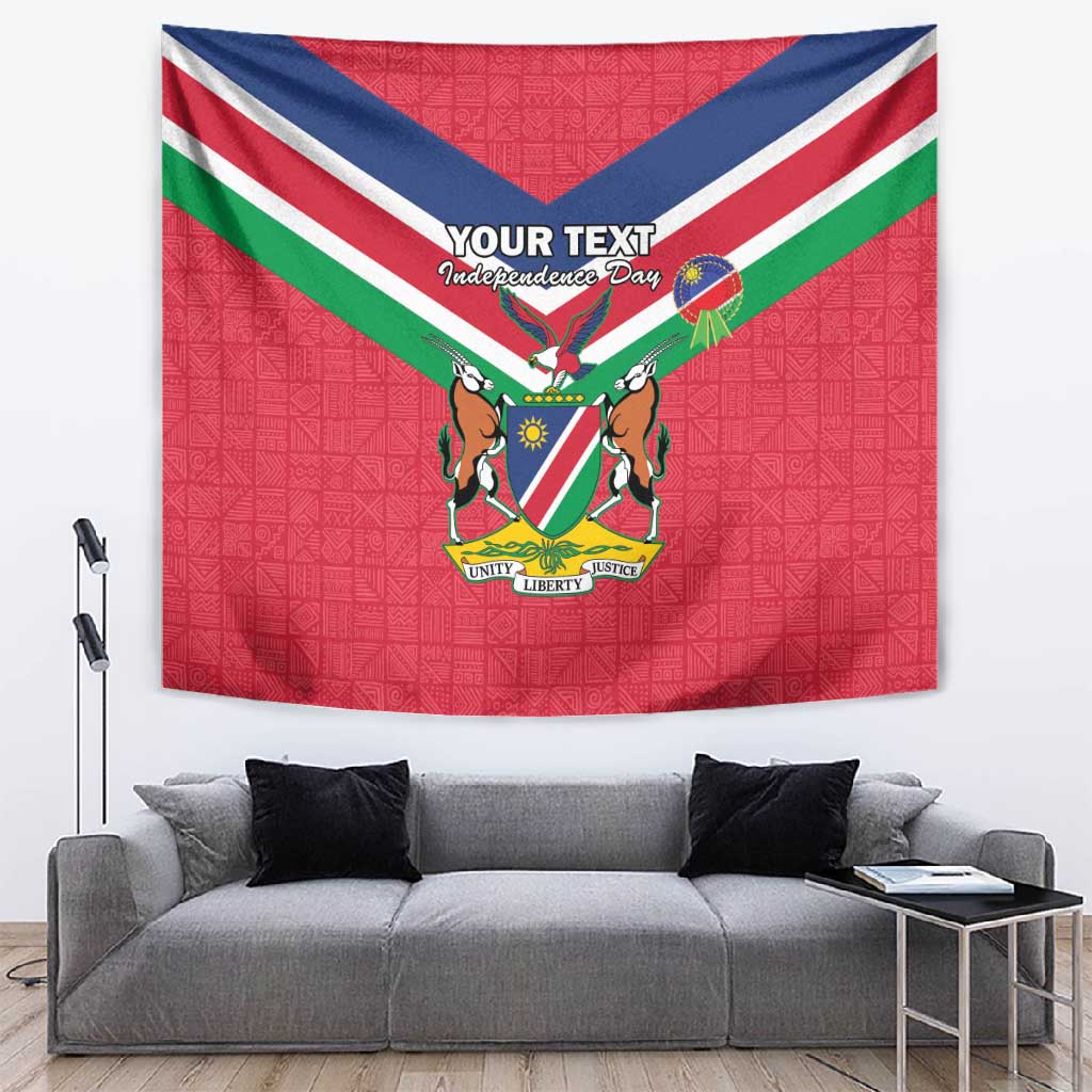 Personalised Namibia Tapestry Coat Of Arms With Flag Map - Happy Independence Day