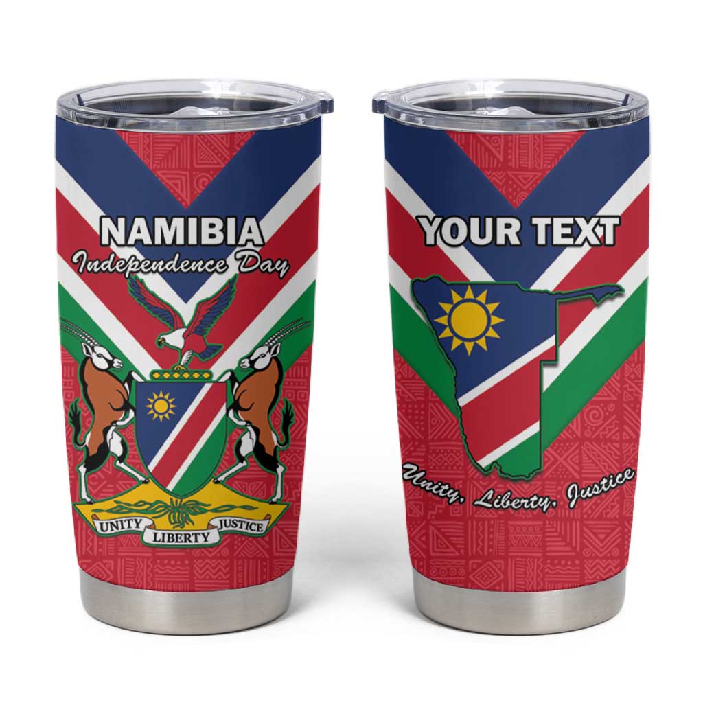 Personalised Namibia Tumbler Cup Coat Of Arms With Flag Map - Happy Independence Day