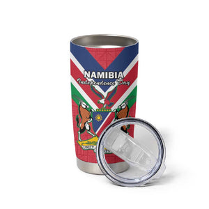 Personalised Namibia Tumbler Cup Coat Of Arms With Flag Map - Happy Independence Day