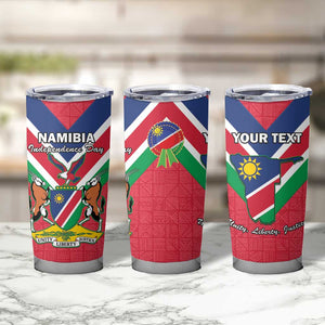 Personalised Namibia Tumbler Cup Coat Of Arms With Flag Map - Happy Independence Day