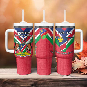 Personalised Namibia Tumbler With Handle Coat Of Arms With Flag Map - Happy Independence Day