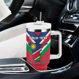 Personalised Namibia Tumbler With Handle Coat Of Arms With Flag Map - Happy Independence Day