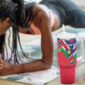 Personalised Namibia Tumbler With Handle Coat Of Arms With Flag Map - Happy Independence Day