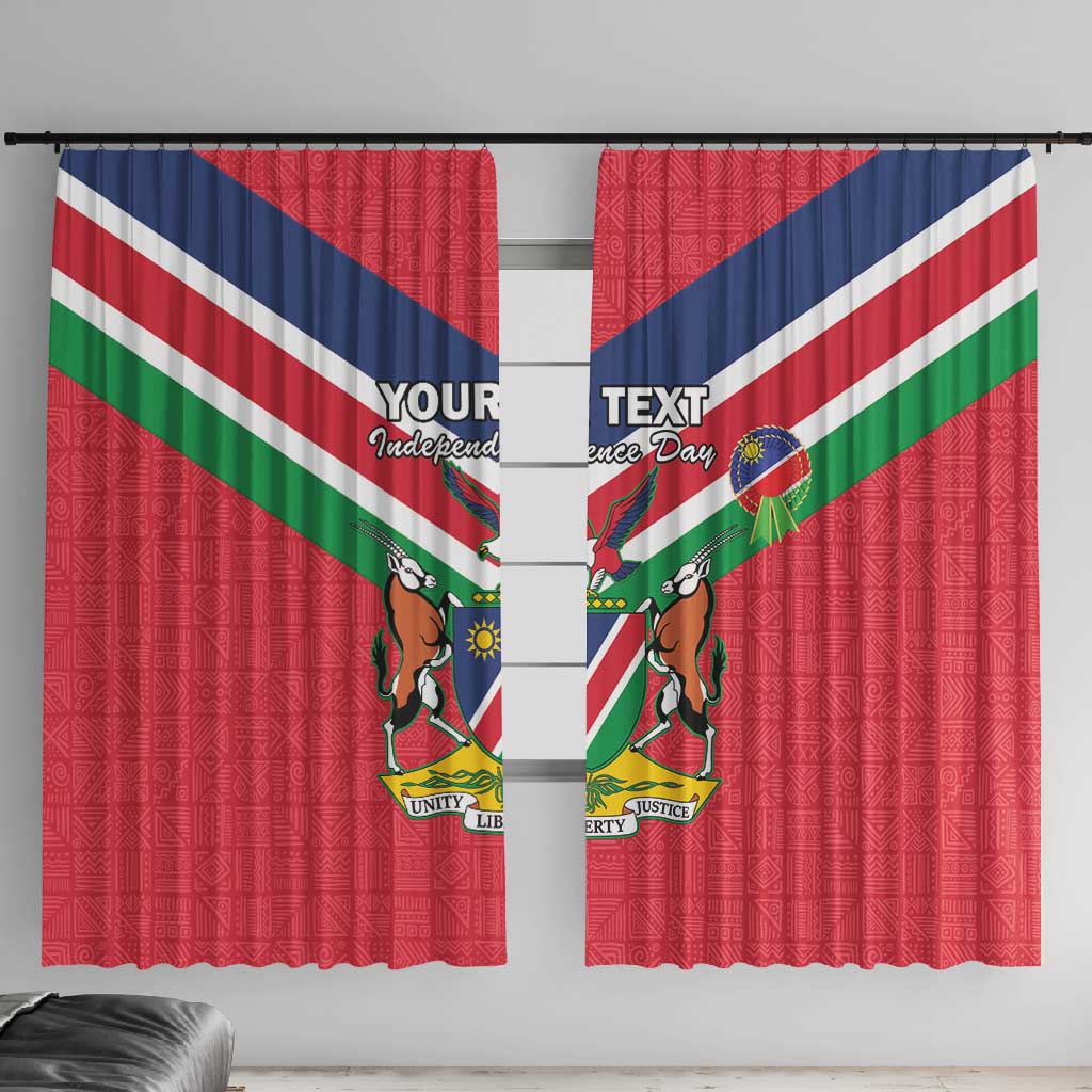 Personalised Namibia Window Curtain Coat Of Arms With Flag Map - Happy Independence Day