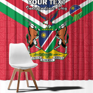 Personalised Namibia Window Curtain Coat Of Arms With Flag Map - Happy Independence Day