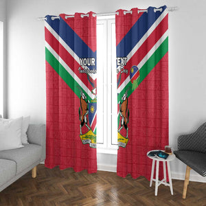 Personalised Namibia Window Curtain Coat Of Arms With Flag Map - Happy Independence Day