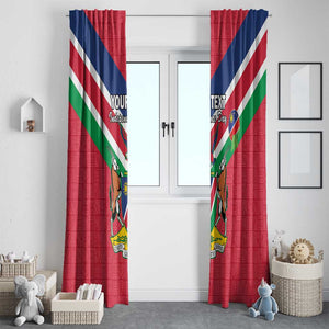 Personalised Namibia Window Curtain Coat Of Arms With Flag Map - Happy Independence Day