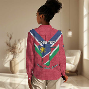 Personalised Namibia Women Casual Shirt Coat Of Arms With Flag Map - Happy Independence Day