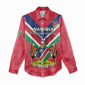 Personalised Namibia Women Casual Shirt Coat Of Arms With Flag Map - Happy Independence Day