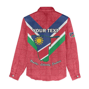 Personalised Namibia Women Casual Shirt Coat Of Arms With Flag Map - Happy Independence Day