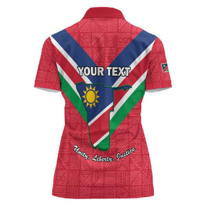 Personalised Namibia Women Polo Shirt Coat Of Arms With Flag Map - Happy Independence Day