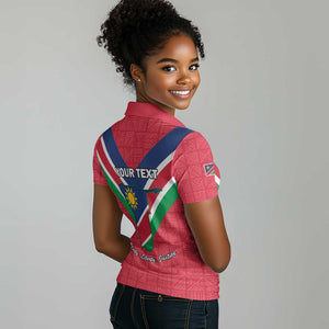 Personalised Namibia Women Polo Shirt Coat Of Arms With Flag Map - Happy Independence Day