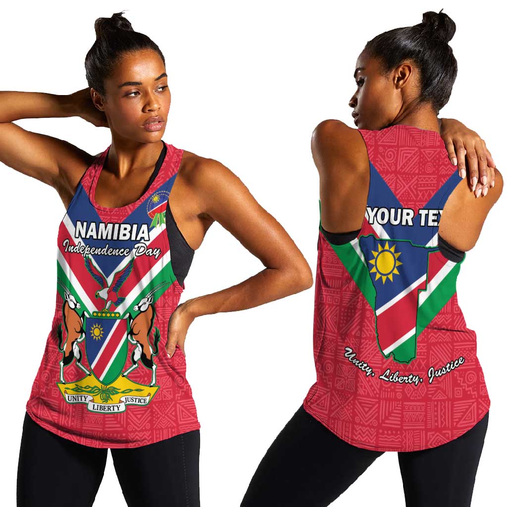 Personalised Namibia Women Racerback Tank Coat Of Arms With Flag Map - Happy Independence Day