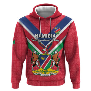 Personalised Namibia Zip Hoodie Coat Of Arms With Flag Map - Happy Independence Day