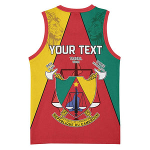 Personalised Cameroon National Day Basketball Jersey Lion Mix Coat Of Arms Style LT15