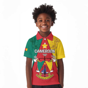 Personalised Cameroon National Day Kid Polo Shirt Lion Mix Coat Of Arms Style
