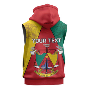 Personalised Cameroon National Day Sleeveless Hoodie Lion Mix Coat Of Arms Style - African Pride