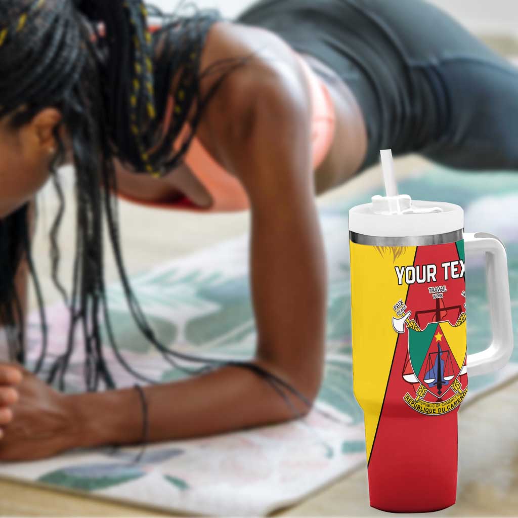 Personalised Cameroon National Day Tumbler With Handle Lion Mix Coat Of Arms Style