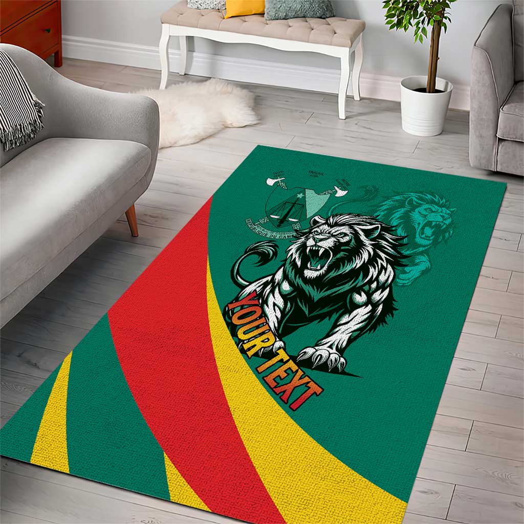 Personalised Happy Cameroon National Day Area Rug Lion With Coat Of Arms - Curve Style