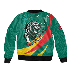 Personalised Happy Cameroon National Day Bomber Jacket Lion With Coat Of Arms - Curve Style