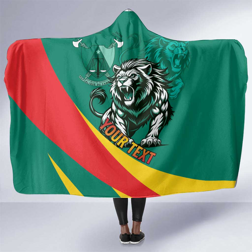 Personalised Happy Cameroon National Day Hooded Blanket Lion With Coat Of Arms - Curve Style