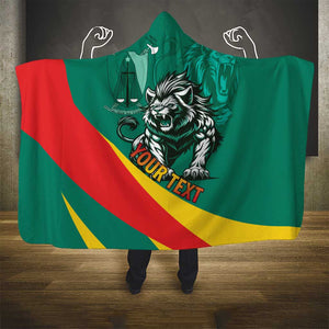 Personalised Happy Cameroon National Day Hooded Blanket Lion With Coat Of Arms - Curve Style