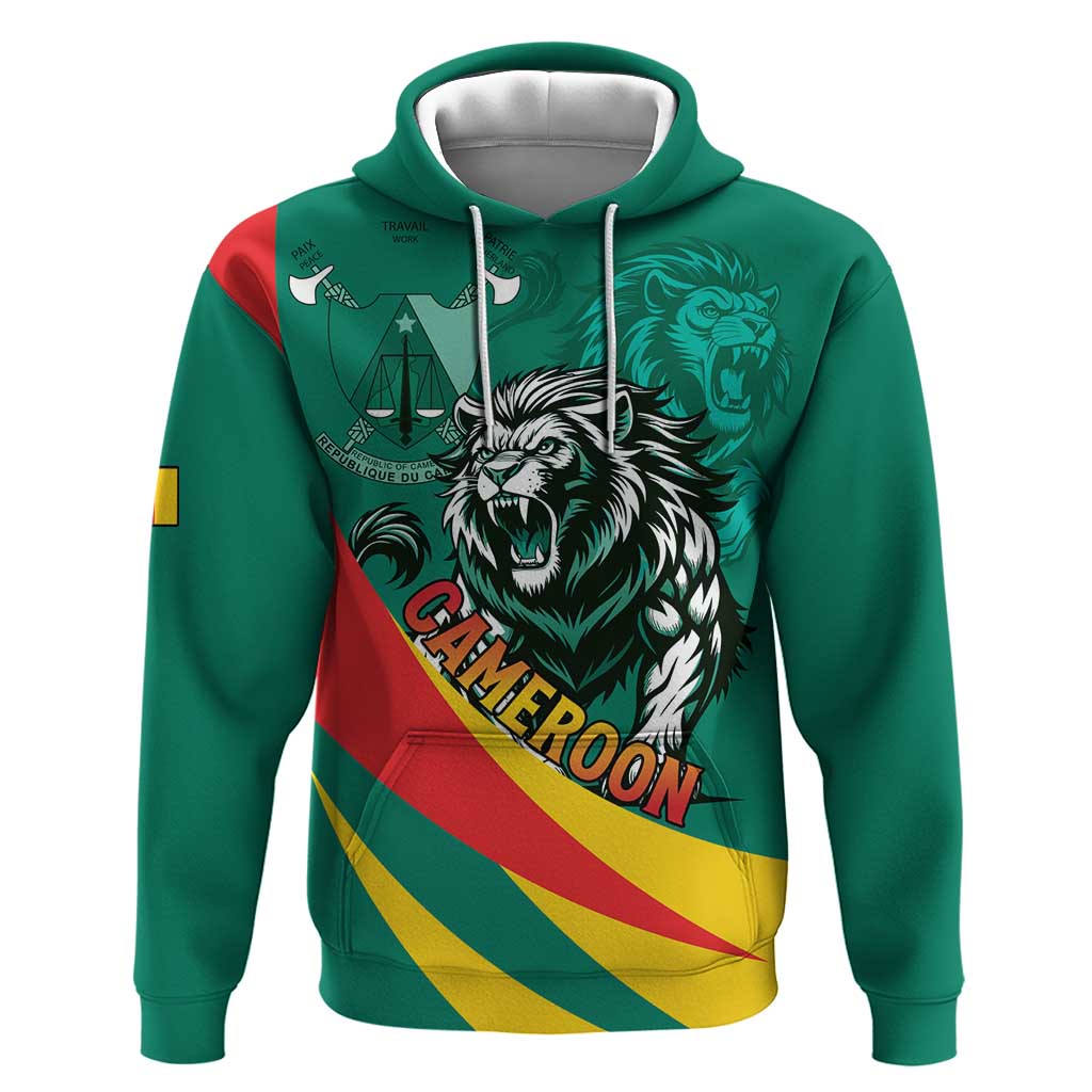 Personalised Happy Cameroon National Day Hoodie Lion With Coat Of Arms - Curve Style