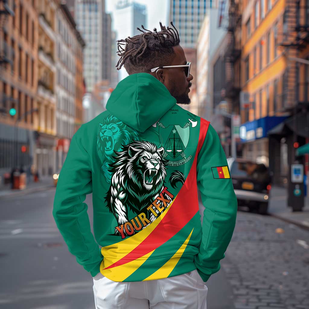 Personalised Happy Cameroon National Day Hoodie Lion With Coat Of Arms - Curve Style
