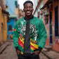 Personalised Happy Cameroon National Day Sleeve Zip Bomber Jacket Lion With Coat Of Arms - Curve Style