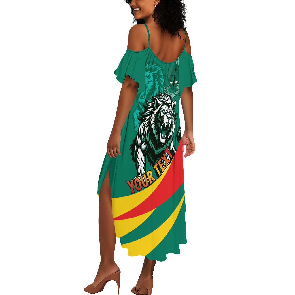 Personalised Happy Cameroon National Day Summer Maxi Dress Lion With Coat Of Arms - Curve Style