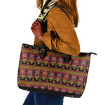 Toghu Cameroon Leather Tote Bag Traditional Pattern