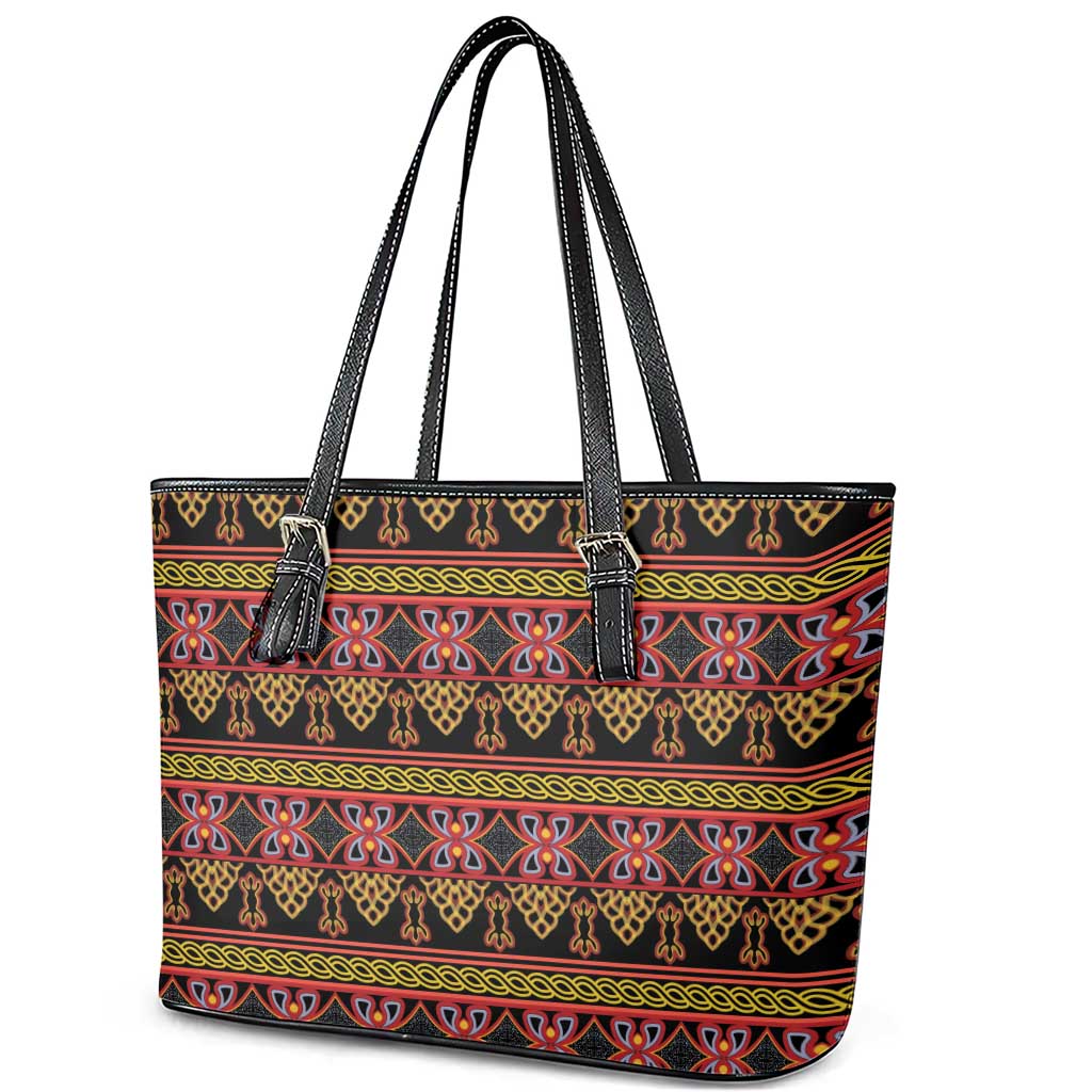 Toghu Cameroon Leather Tote Bag Traditional Pattern
