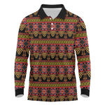 Toghu Cameroon Long Sleeve Polo Shirt Traditional Pattern