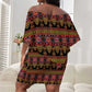 Toghu Cameroon Off Shoulder Short Dress Traditional Pattern