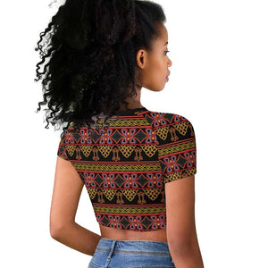 Toghu Cameroon Raglan Cropped T shirt Traditional Pattern