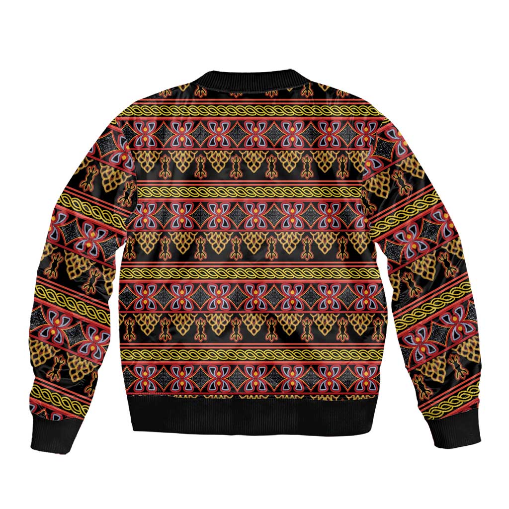 Toghu Cameroon Sleeve Zip Bomber Jacket Traditional Pattern