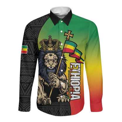 Personalized Ethiopia Long Sleeve Button Shirt Happy National Day
