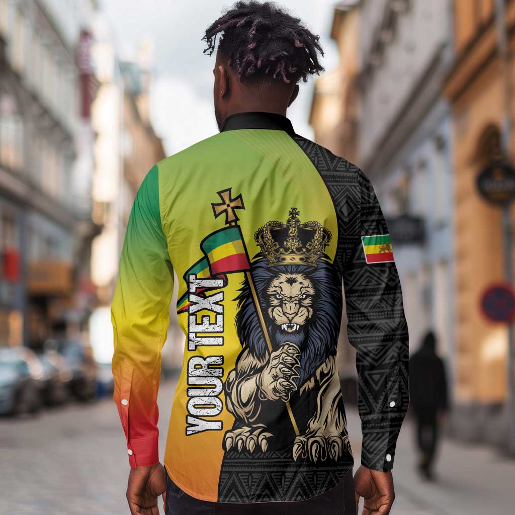 Personalized Ethiopia Long Sleeve Button Shirt Happy National Day