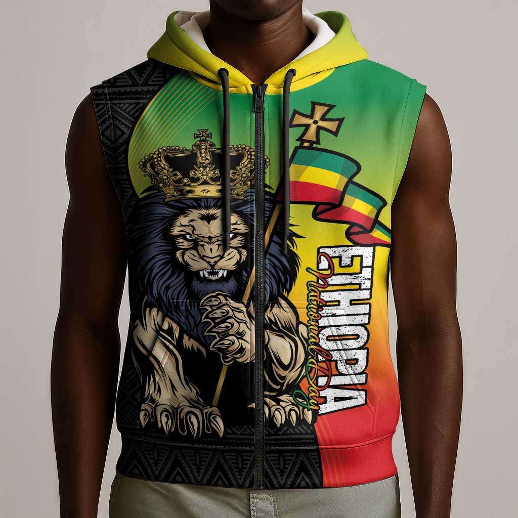 Personalized Ethiopia Sleeveless Zip Hoodie Happy National Day - African Pride