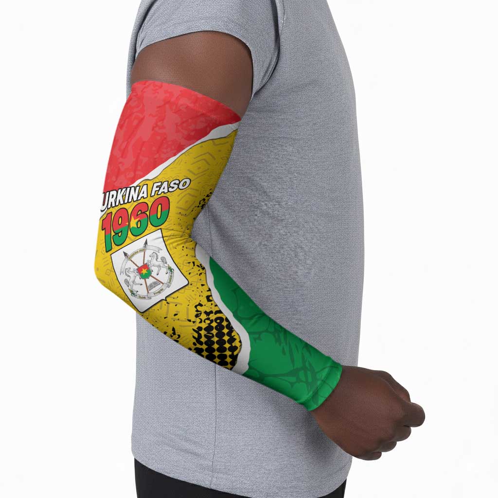 Personalized Burkina Faso Independence Day Arm Sleeves Coat Of Arms - Grunge Style