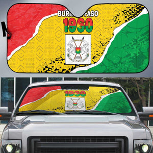 Burkina Faso Independence Day Auto Sun Shade Coat Of Arms - Grunge Style
