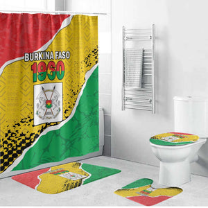 Burkina Faso Independence Day Bathroom Set Coat Of Arms - Grunge Style