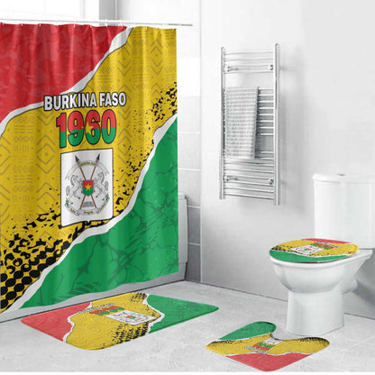Burkina Faso Independence Day Bathroom Set Coat Of Arms - Grunge Style