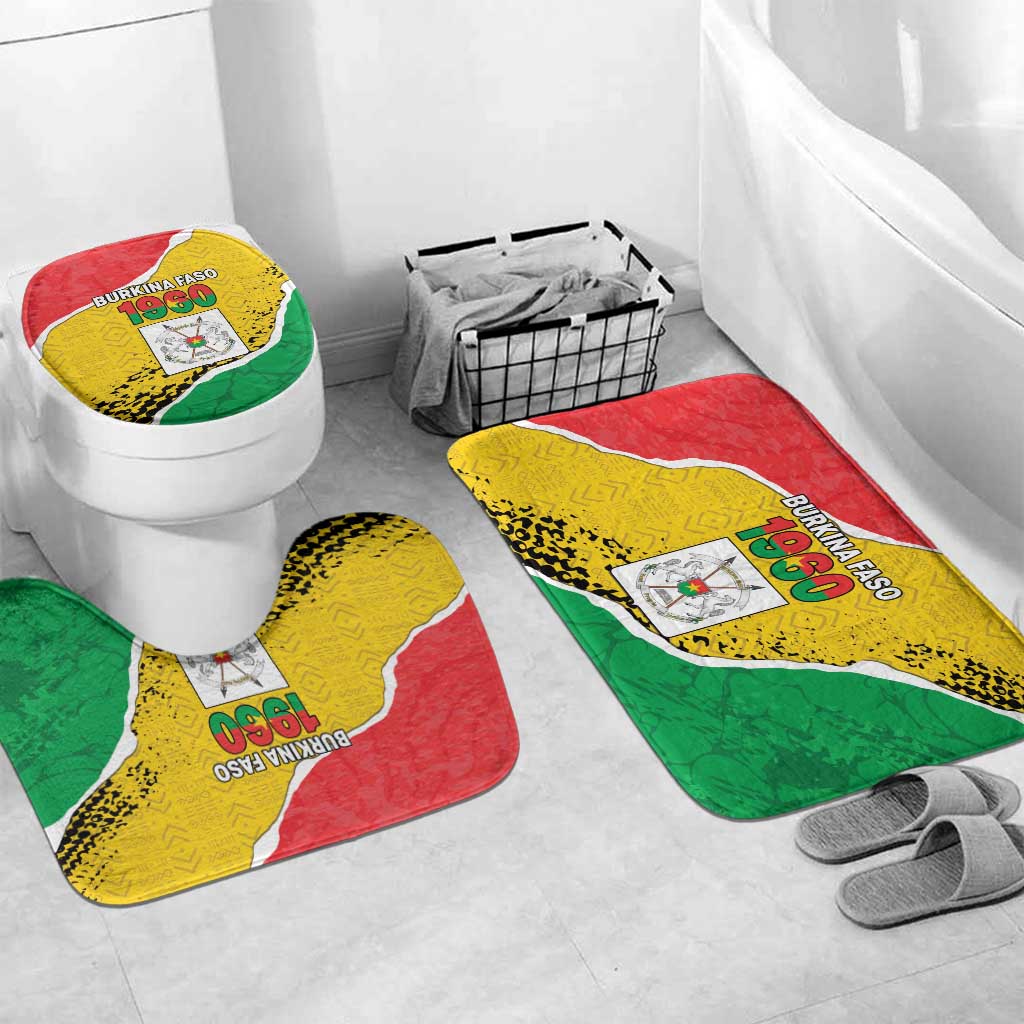 Burkina Faso Independence Day Bathroom Set Coat Of Arms - Grunge Style