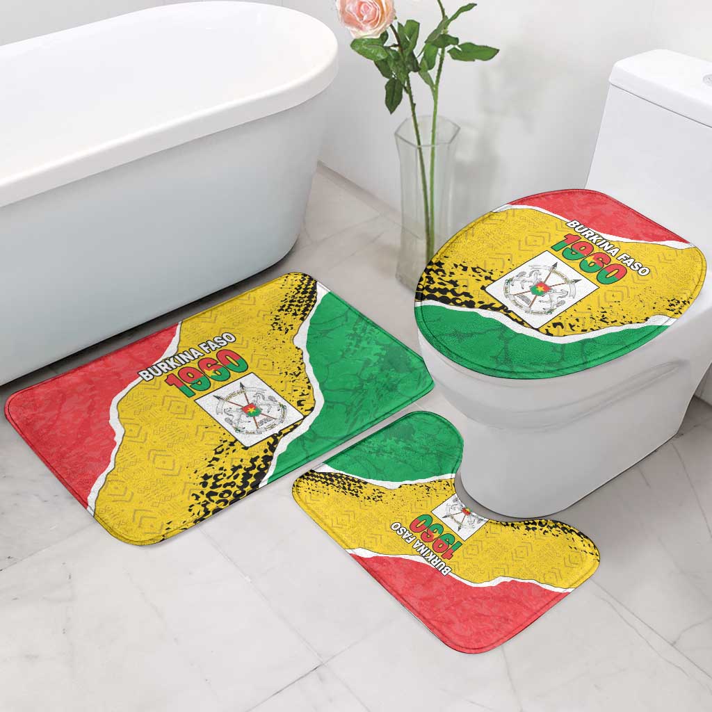 Burkina Faso Independence Day Bathroom Set Coat Of Arms - Grunge Style