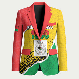 Personalized Burkina Faso Independence Day Blazer Coat Of Arms - Grunge Style