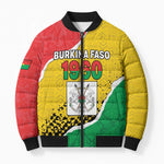 Personalized Burkina Faso Independence Day Bomber Puffer Jacket Coat Of Arms - Grunge Style