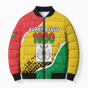 Personalized Burkina Faso Independence Day Bomber Puffer Jacket Coat Of Arms - Grunge Style