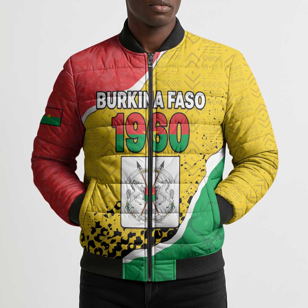 Personalized Burkina Faso Independence Day Bomber Puffer Jacket Coat Of Arms - Grunge Style